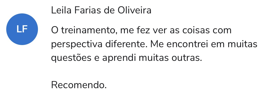 Depoimento de Leila Farias de Oliveira sobre o curso