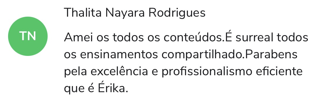 Depoimento de Thalita Nayara Rodrigues sobre o curso