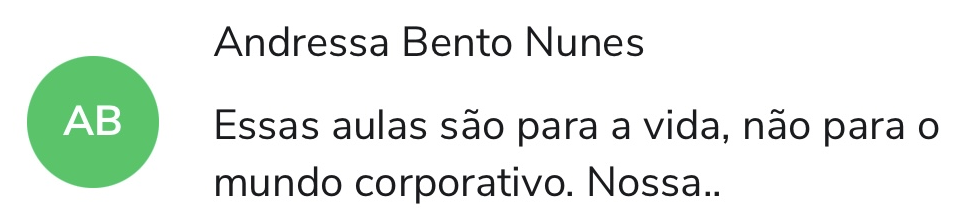 Depoimento de Andressa Bento Nunes sobre o curso