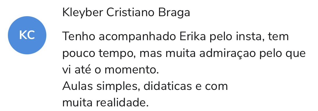 Depoimento de Kleyber Cristiano Braga sobre o curso