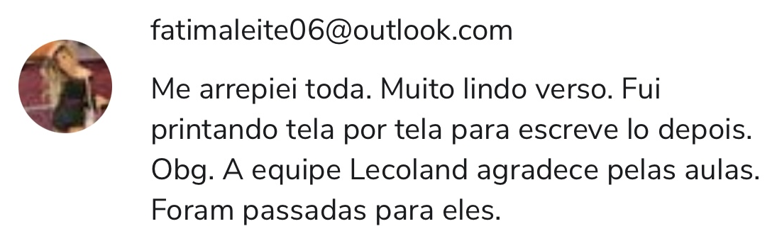Depoimento de Fátima Leite sobre o curso